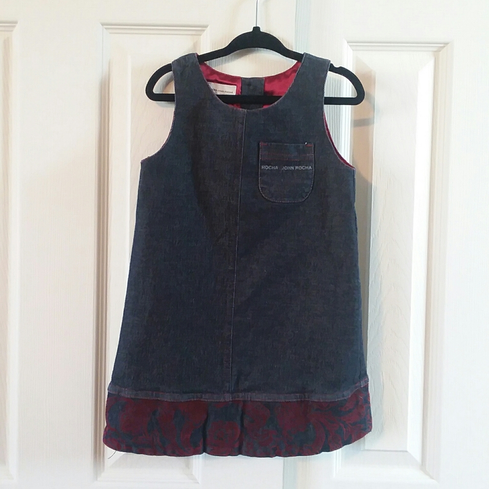 Rocha.John Rocha Girls Denim And Velvet Jumper